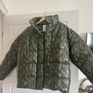 Snakeskin puffer jacket